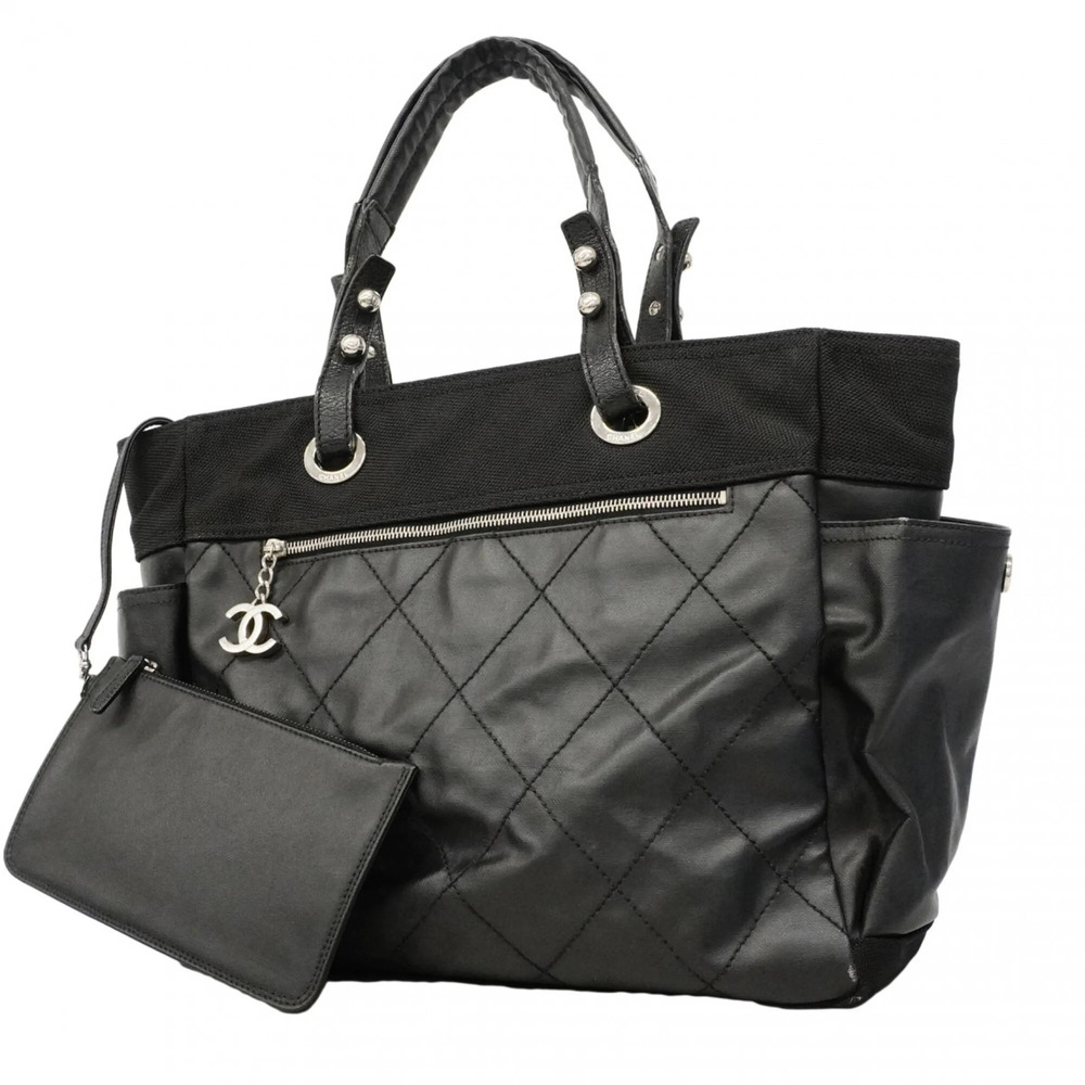 CHANEL Black Canvas Tote Bag